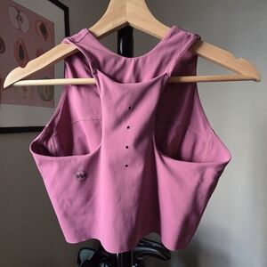 JANJI Running W's Long Bra Crop Top Phone Pocket Small Purple Pink